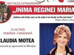 „Inima Reginei Maria” trece granitele: spectacolul cu Claudia Motea ajunge la romanii din Elvetia